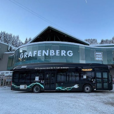 Electric Bus Test In Operation In Snow Space Salzburg