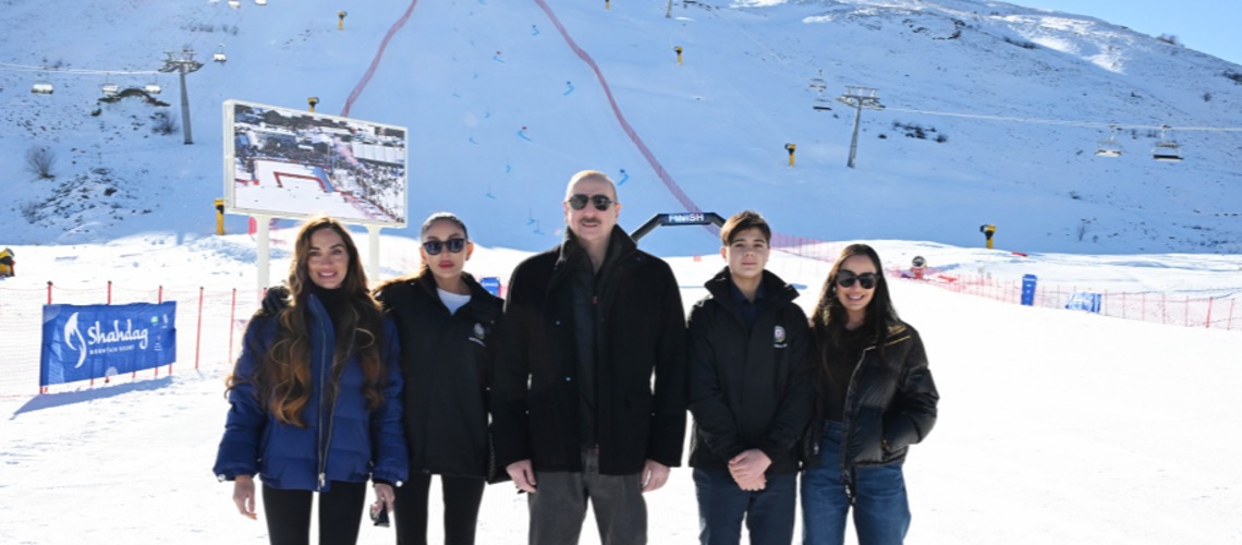President Ilham Aliyev Reviews Newly Built Lakeside Hotel And Ongoing Ski Club Construction Within Shahdag Tourism Complex