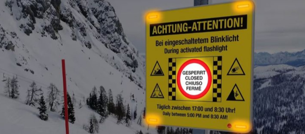 Sitour's New piste closure sign ensures high visibility and more safety in the ski resort