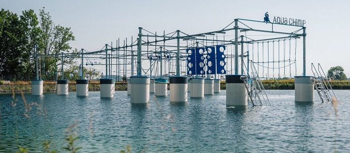 Floating Rope Course Installed At Snowmaking Lake Alpspitzbahn Nesselwang