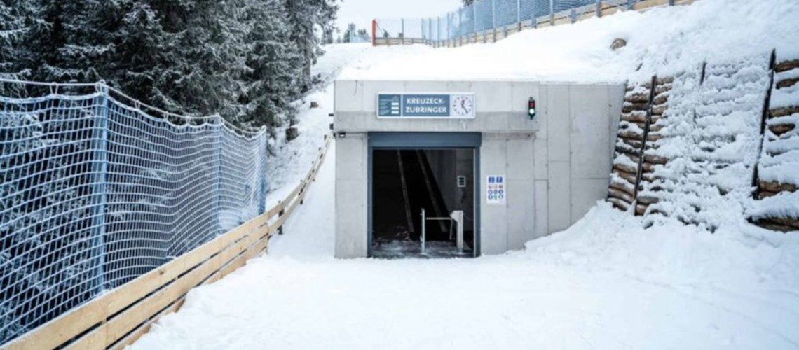 Sunkid Builds  New Kreuzeck Feeder In Garmisch.  Underground Ski Tunnel With Integrated Moving Carpet