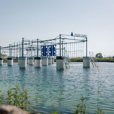 Floating Rope Course Installed At Snowmaking Lake Alpspitzbahn Nesselwang